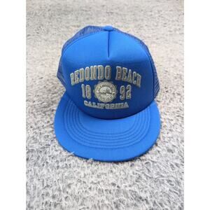 Redondo Beach California SnapBack Hat Adult One Size Blue Trucker Destination